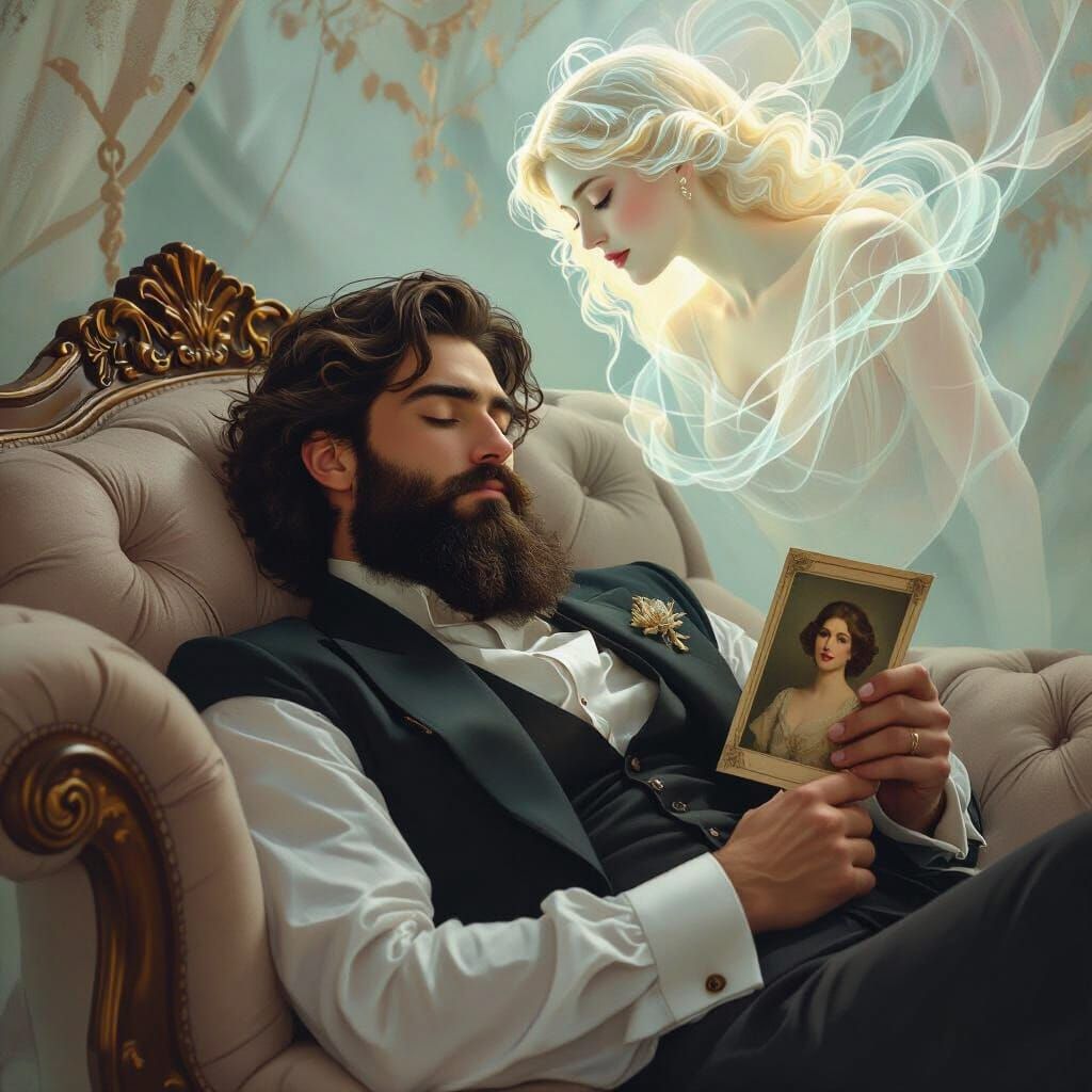 Dreamy Spectral Woman in Art Nouveau Style