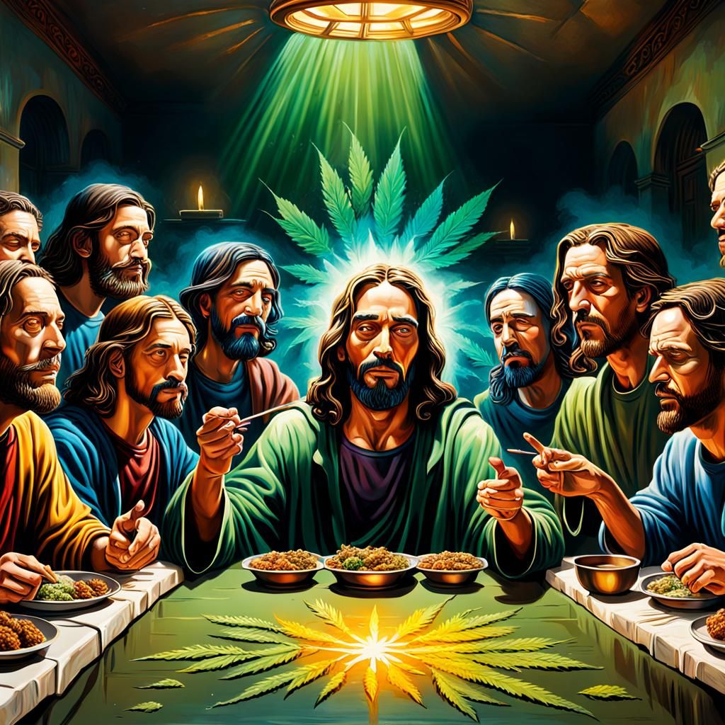 The last supper with everyone high in marijuana