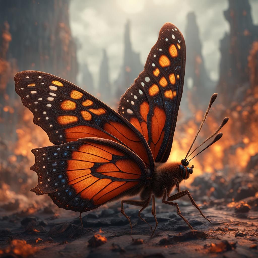 Fantastical Burnt Orange Butterfly Concept Art