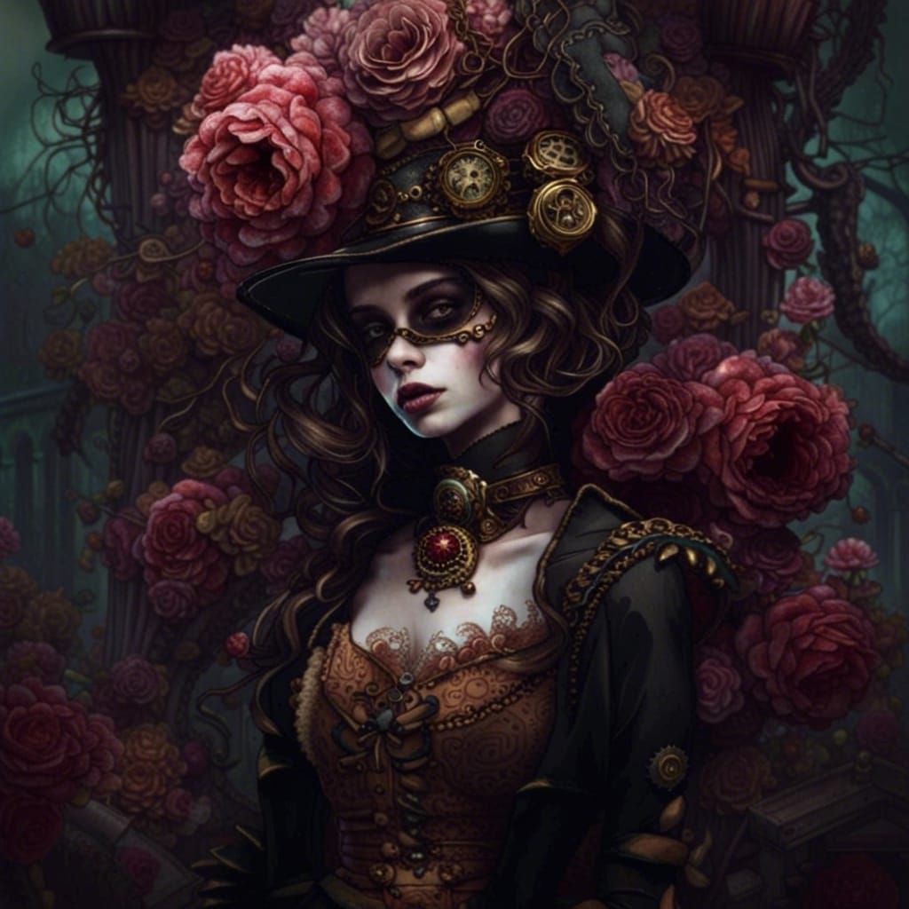 Steampunk Zombie Girl with Romantic Horror