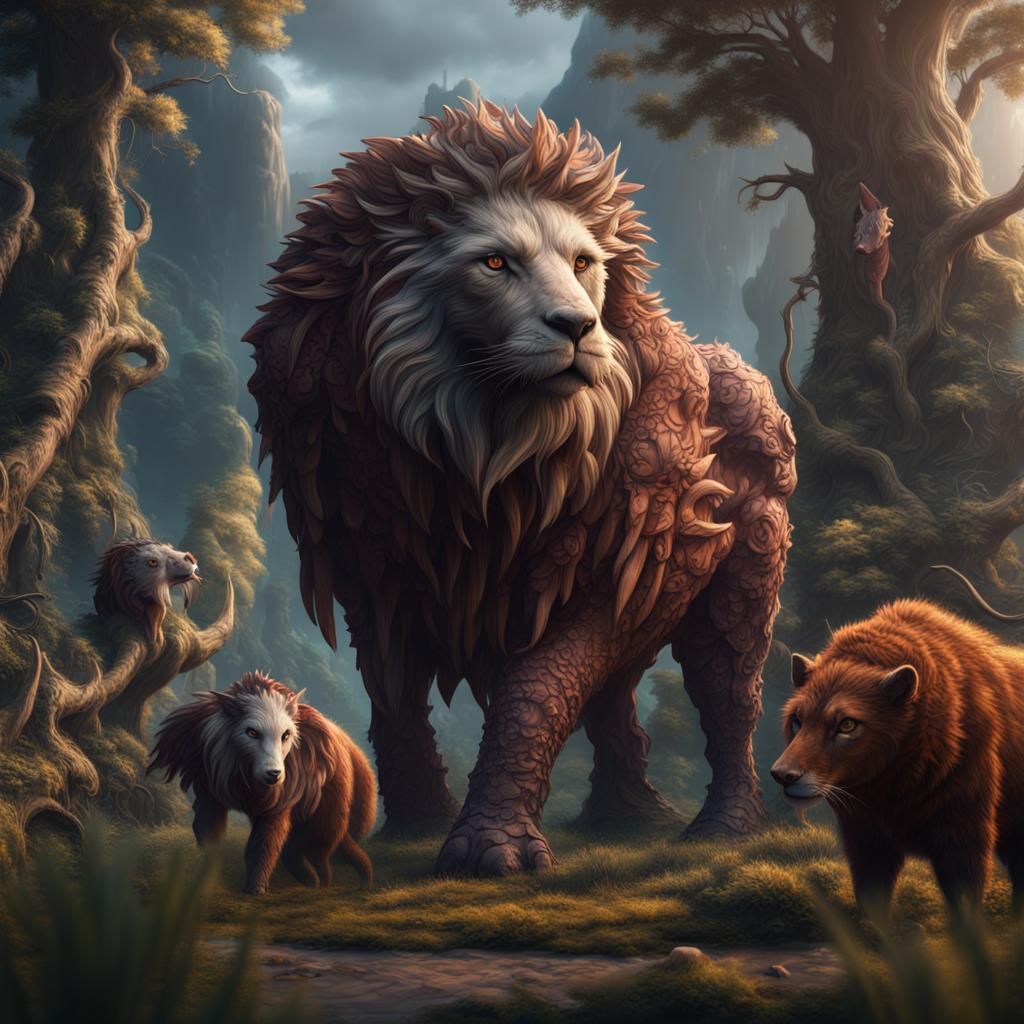 Fantastical Animals in Detailed Matte Painting