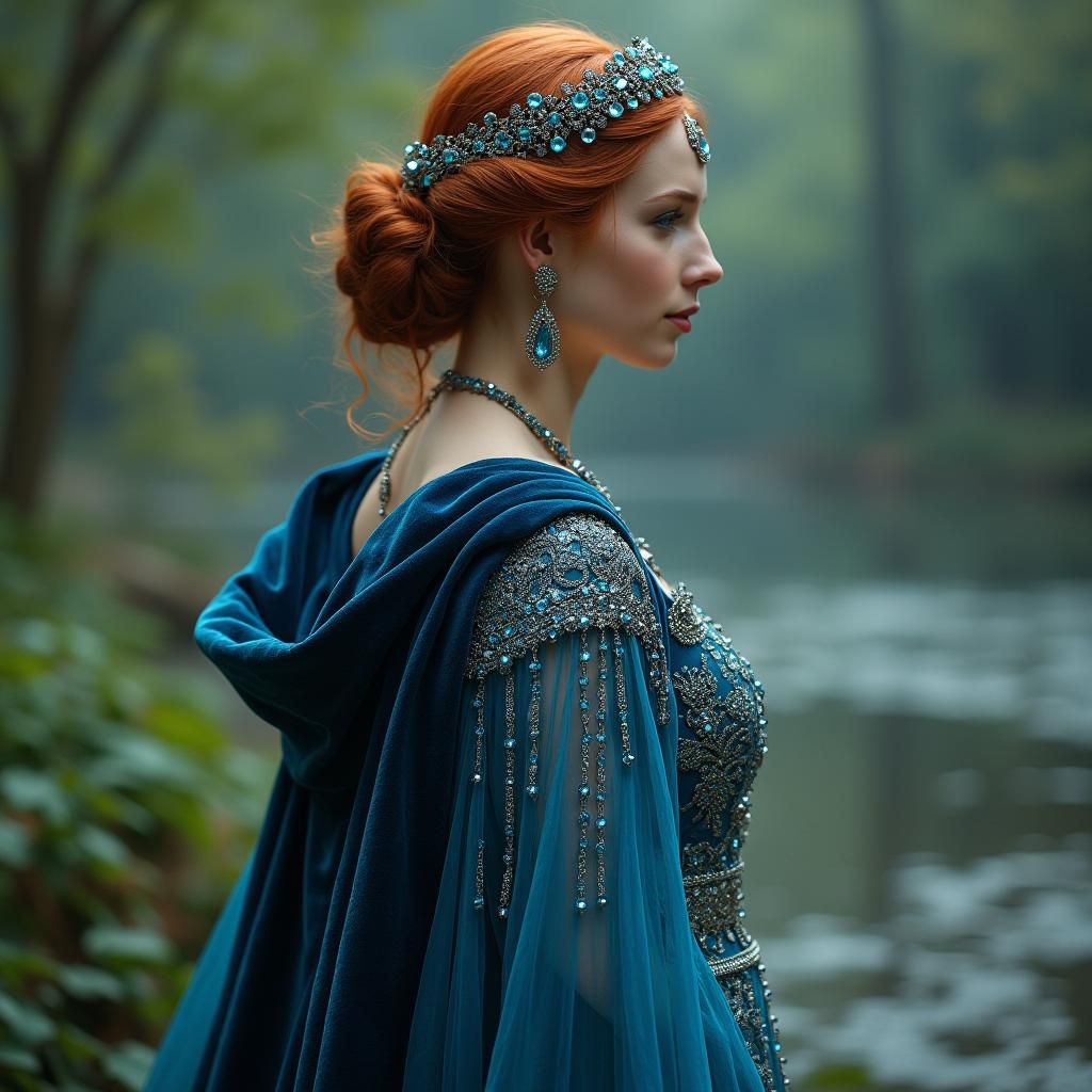 Lithuanian Goddess of Rivers in Art Nouveau Style