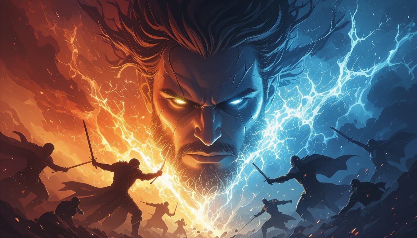 Epic Light vs Dark Clash in Dynamic Concept Art