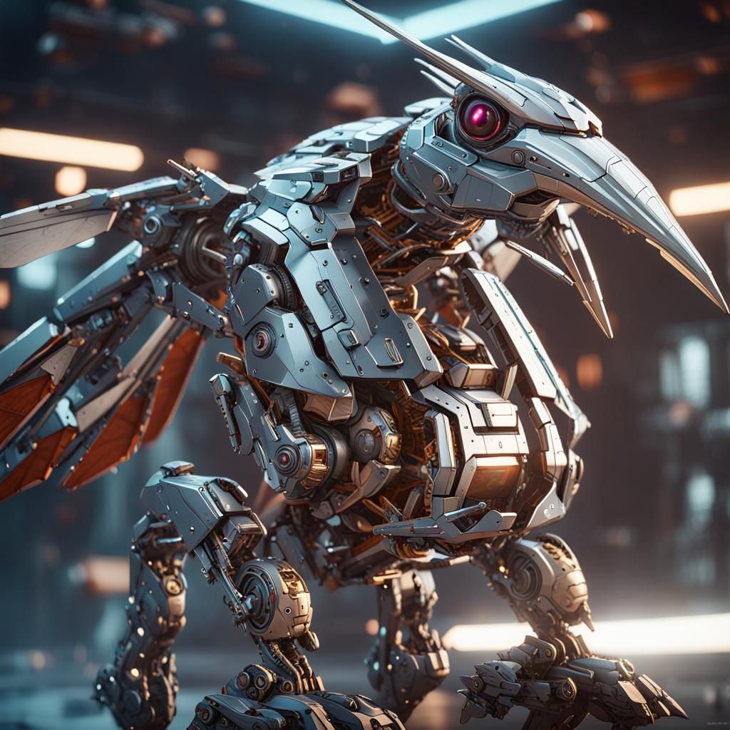 Futuristic Hummingbird Robot Captures Dragon in Sci-Fi Galax...