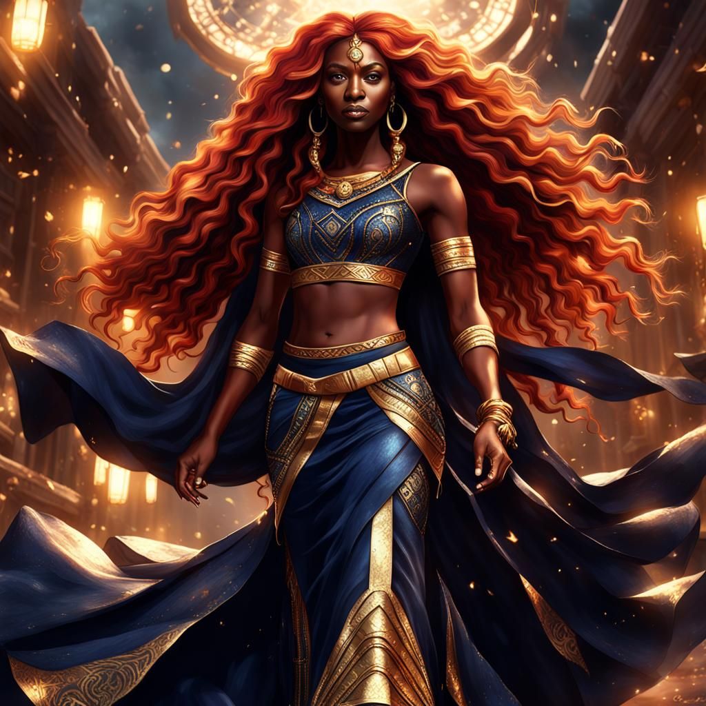 Fantasy Goddess with Red Hair, Dark Fantasy Concept Art