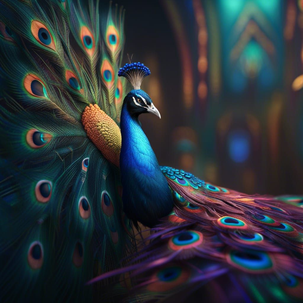 Colorful Peacock with Intricate Feather Details