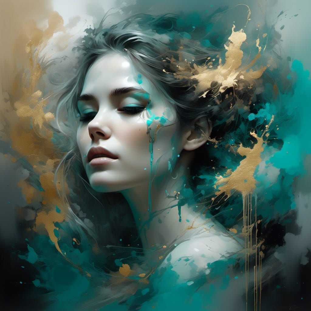 Beautiful Woman Dissolving into Smoke: Digital Fine Art
