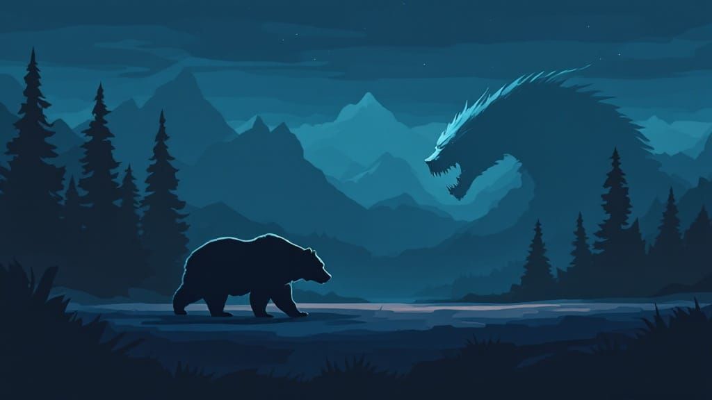 Sinister Bear Faces Monstrous Wyrm in Dark Meadow