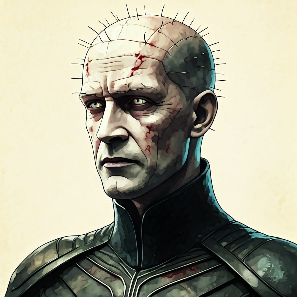 Elegant Pinhead Portrait in Minimalist Asian Style