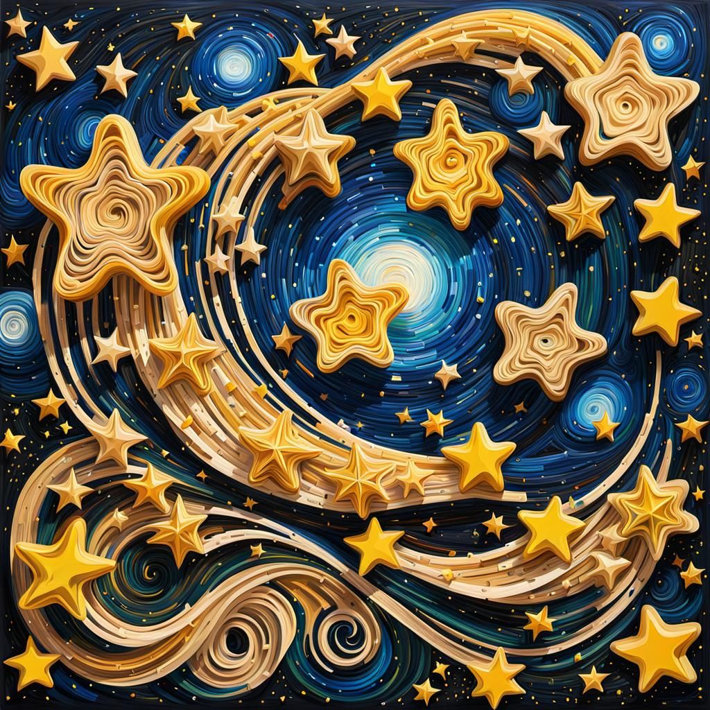 Magical Pasta Starry Night Abstract Emoji in Digital Art