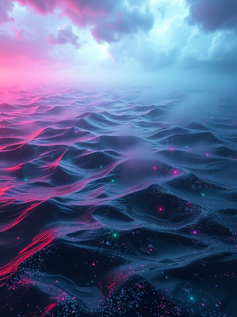 Ethereal Dreamlike Ocean in Hyperrealism 3D Style