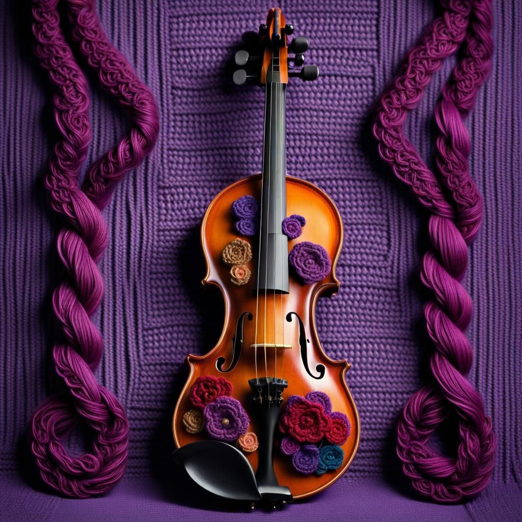 Violin with Crochet Yarn Details