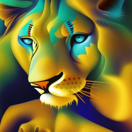 Intricate Lion Face Design in Ethereal Fantasy Style