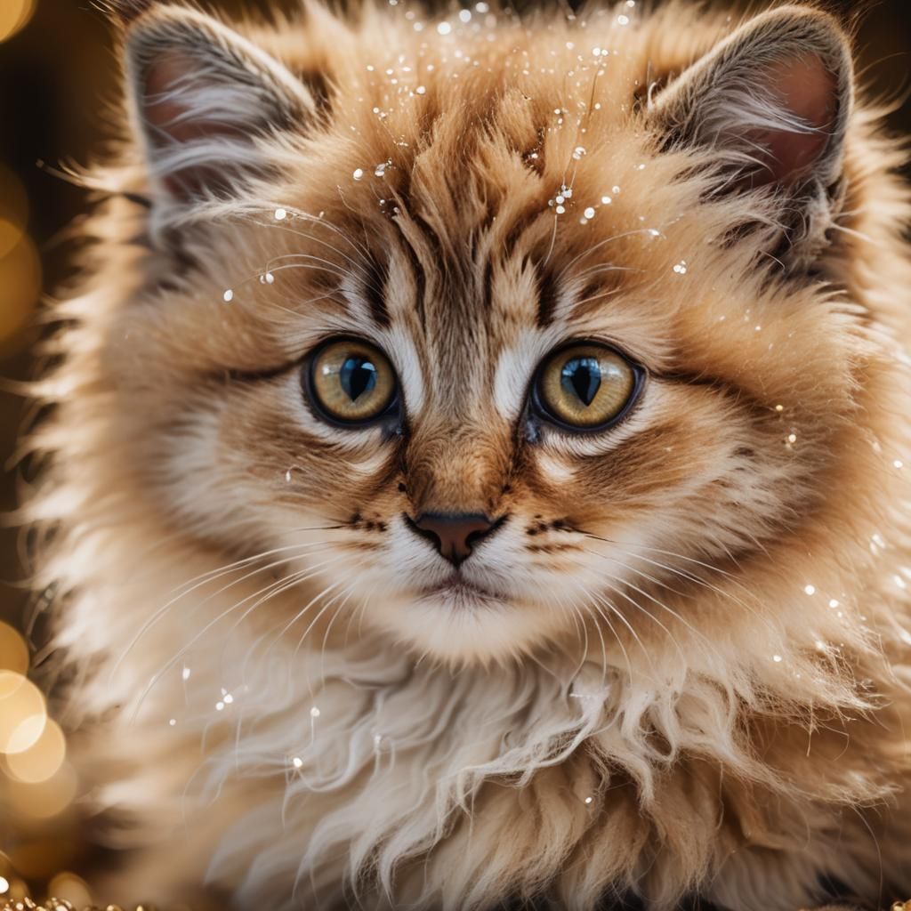 Adorable Kitten Portrait with Magic Sparkles