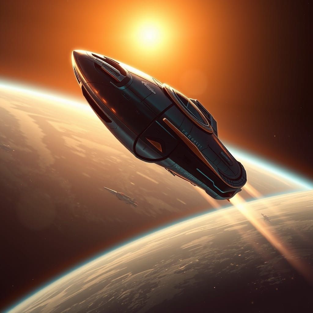 Cosmic Odyssey: Futuristic Spacecraft Blends Earthly Glow wi...