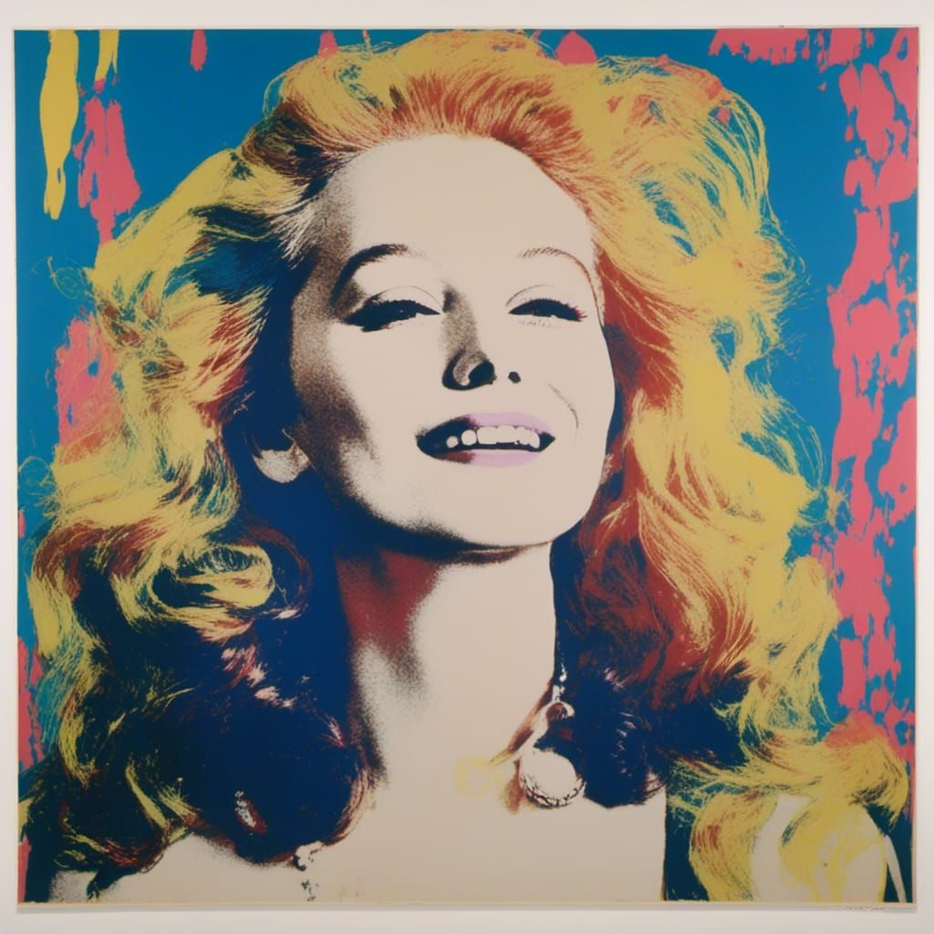 Blonde Woman Portrait in Andy Warhol Style