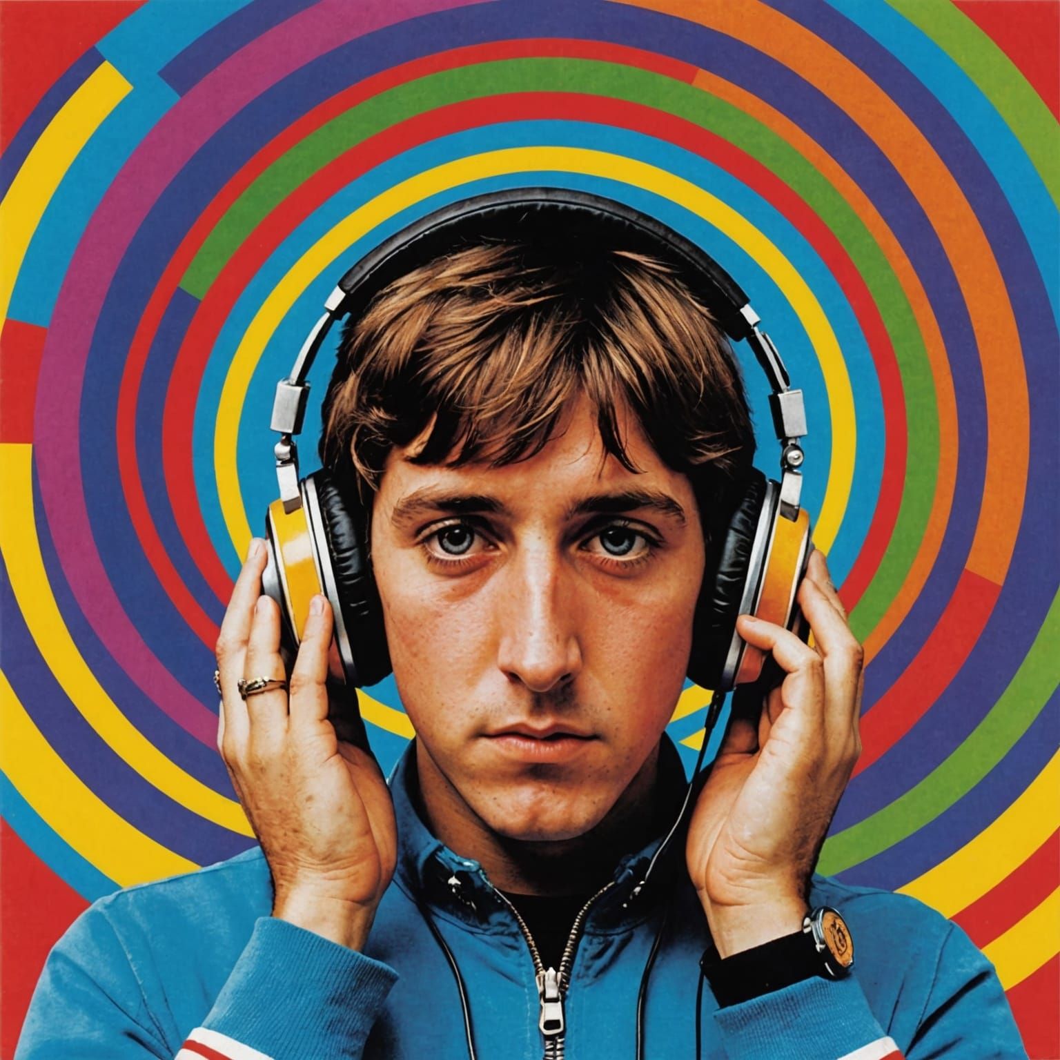 70s Album Cover Art: Boy with Headphones