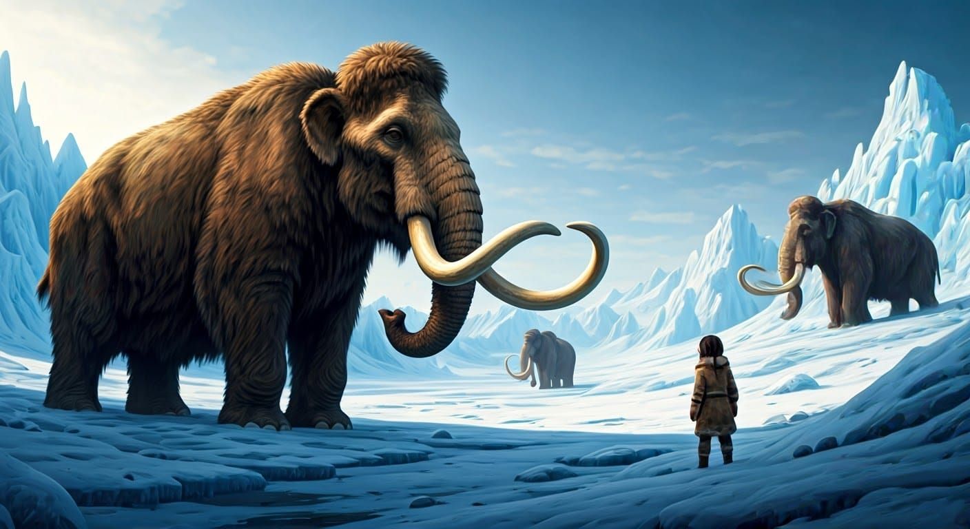 Ice Age Mammoths in Detailed Matte Painting