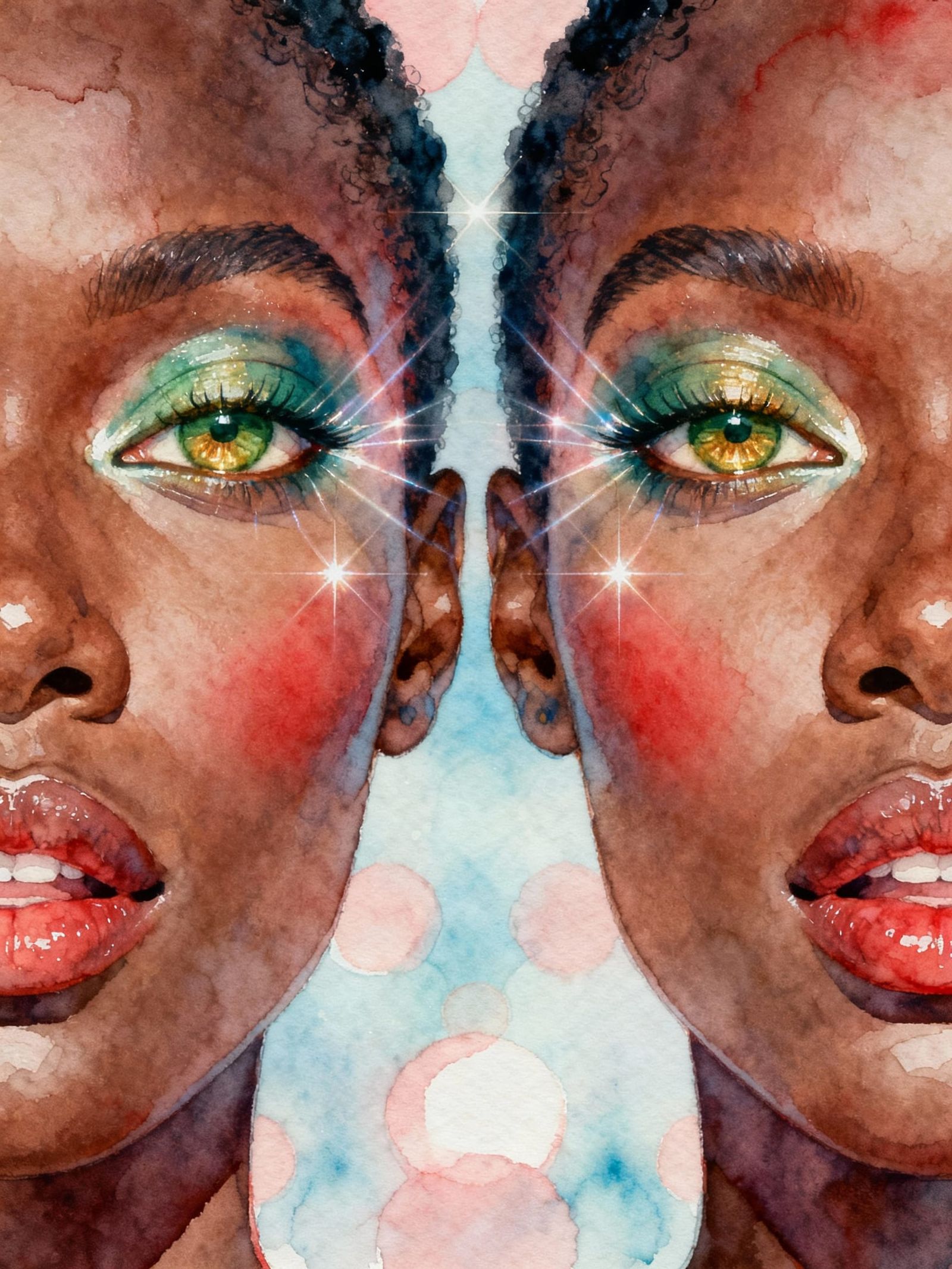 African American Woman Portrait with Green-Gold Eyes