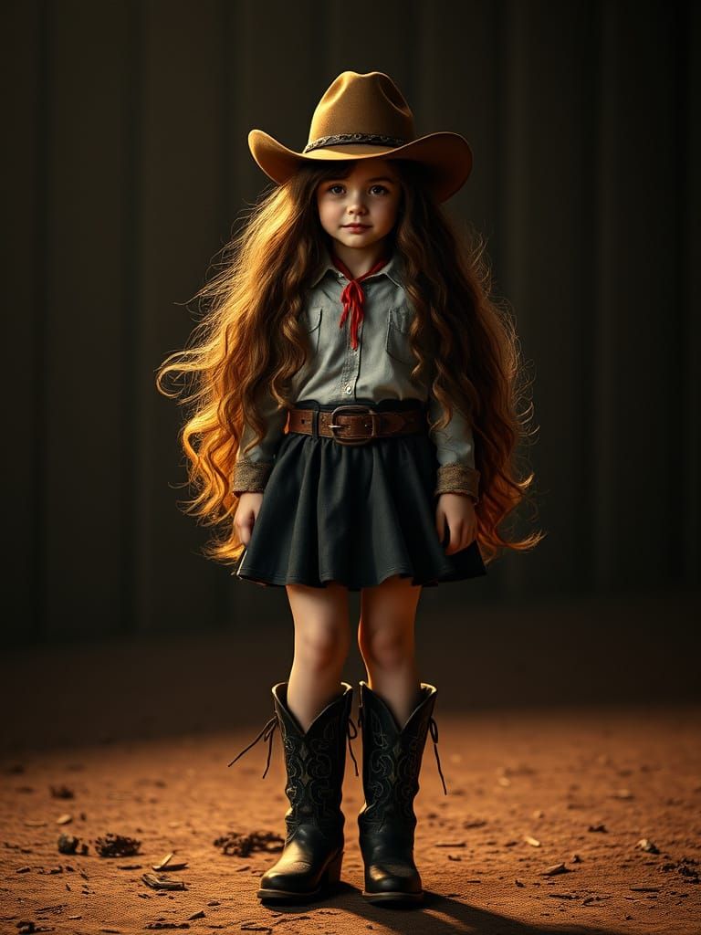 Adorable Woman with Cowboy Hat in 3D Cinematic Style