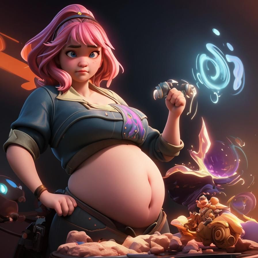 Hyperrealistic Portrait: Little Fat Princess in Splash Art