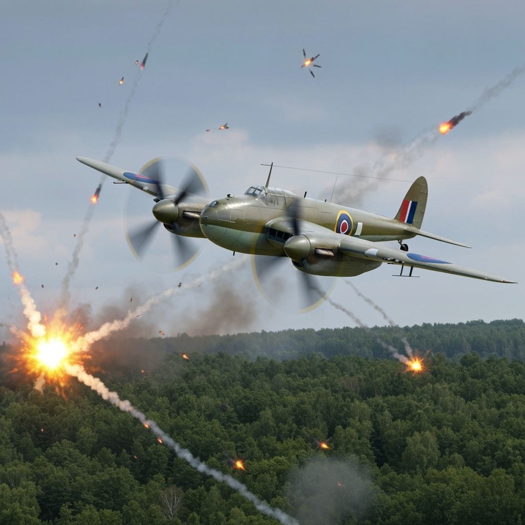 WWII RAF Mosquito Bomber Evades AA Fire