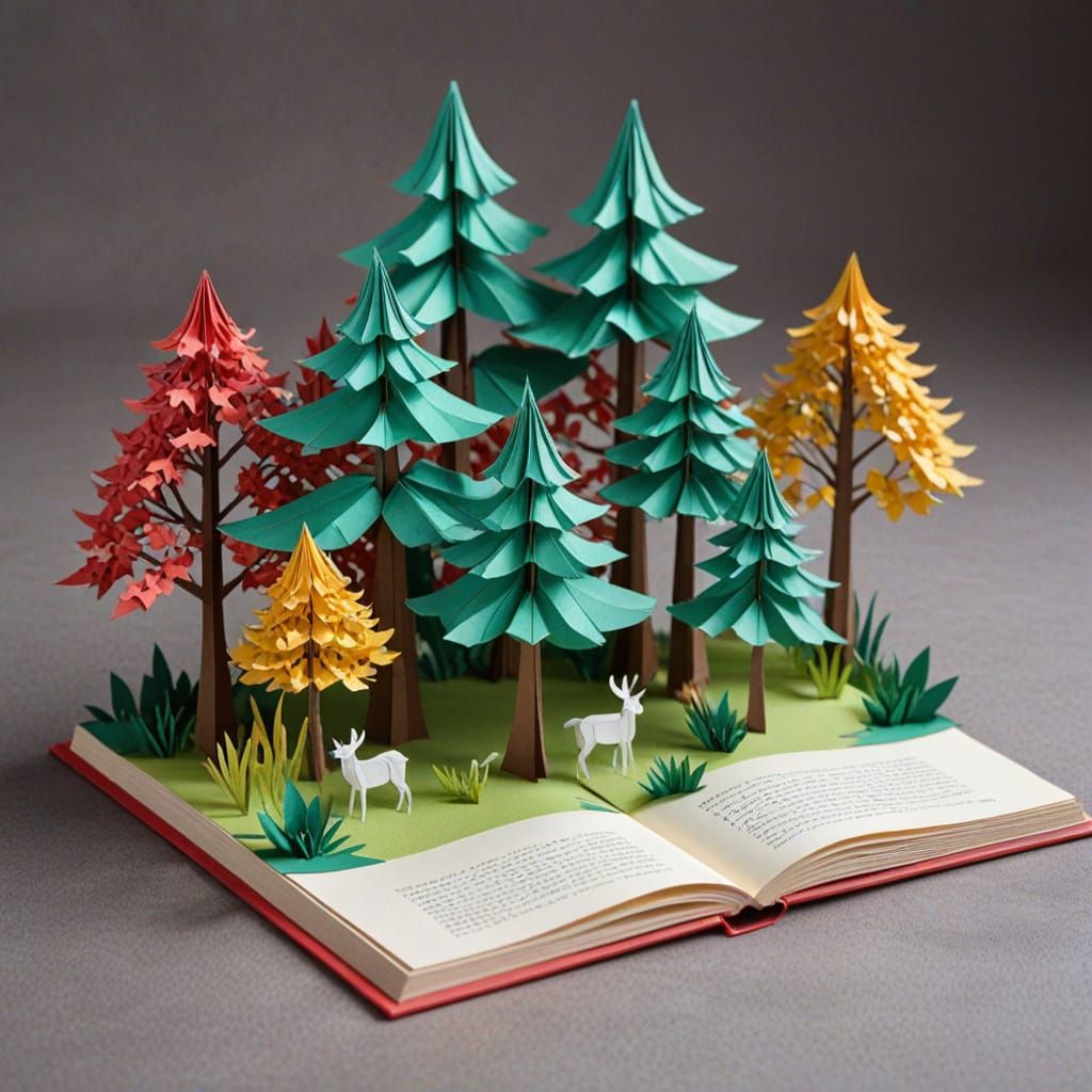 Whimsical Pop-Up Book Forest Scene