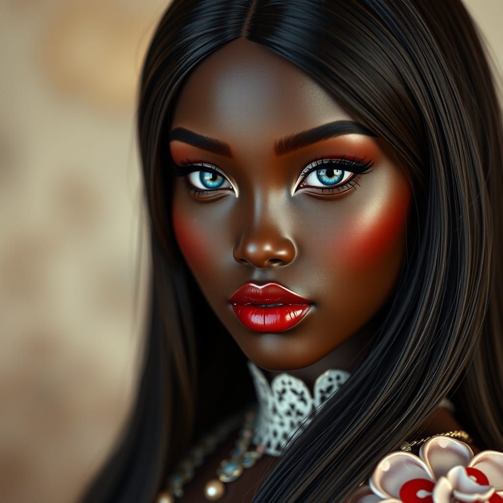 Beautiful Porcelain Doll with Piercing Blue Eyes