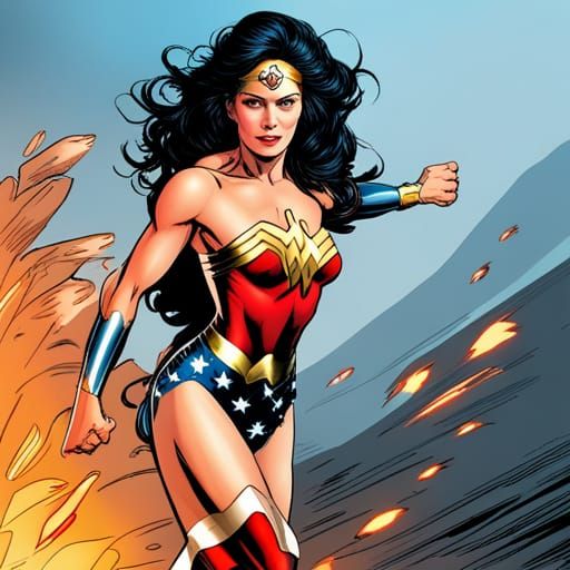 Wonder Woman in Comic Book Art Style