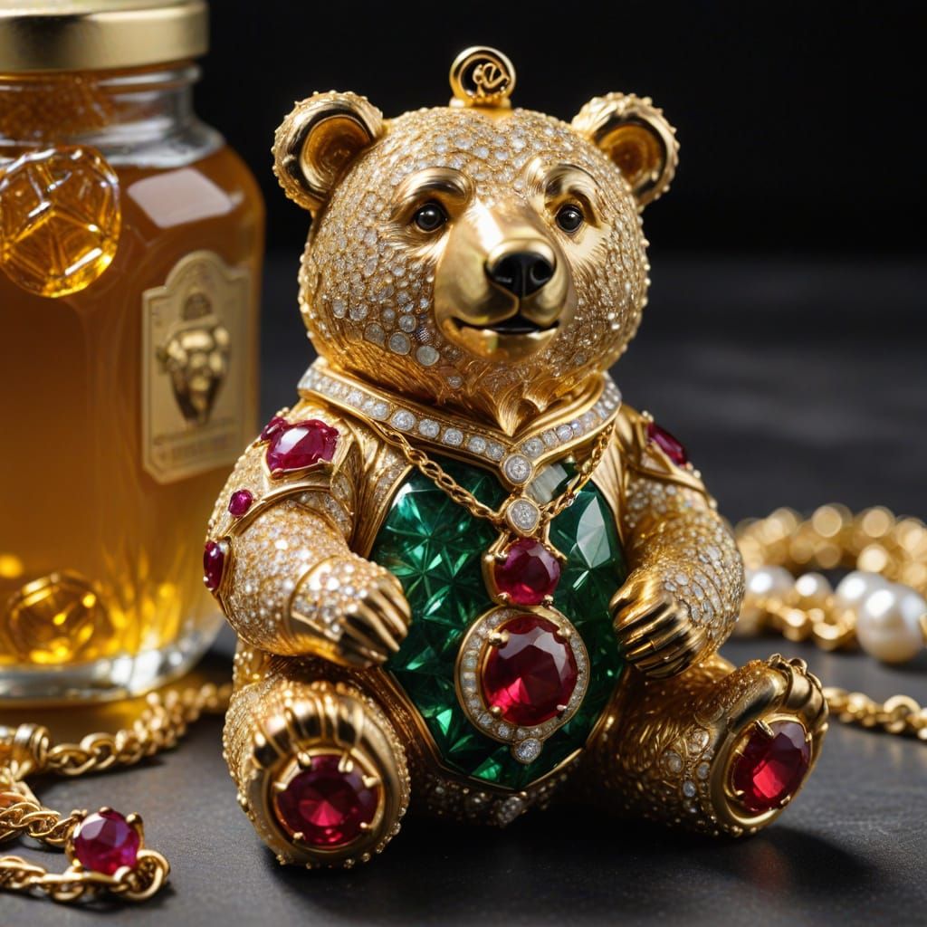 Breathtaking Close-up of Golden Bear Necklace