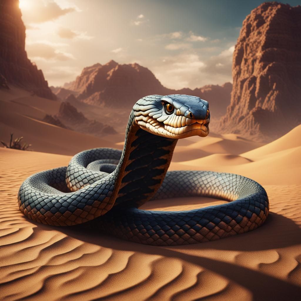 King Cobra in Desert: Fantasy Concept Art