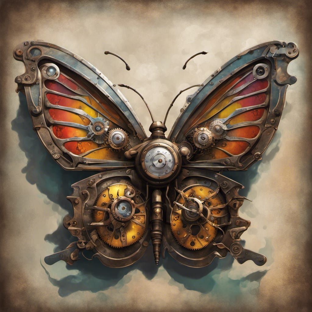 Intricate Steampunk Butterfly Concept Art