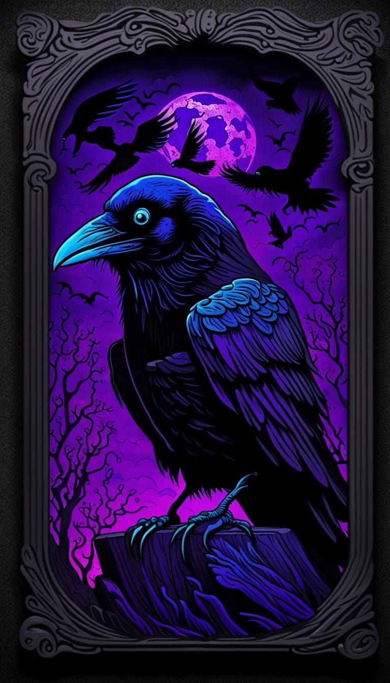 Raven on Plutonium Shore: Dark Fantasy Poster Art