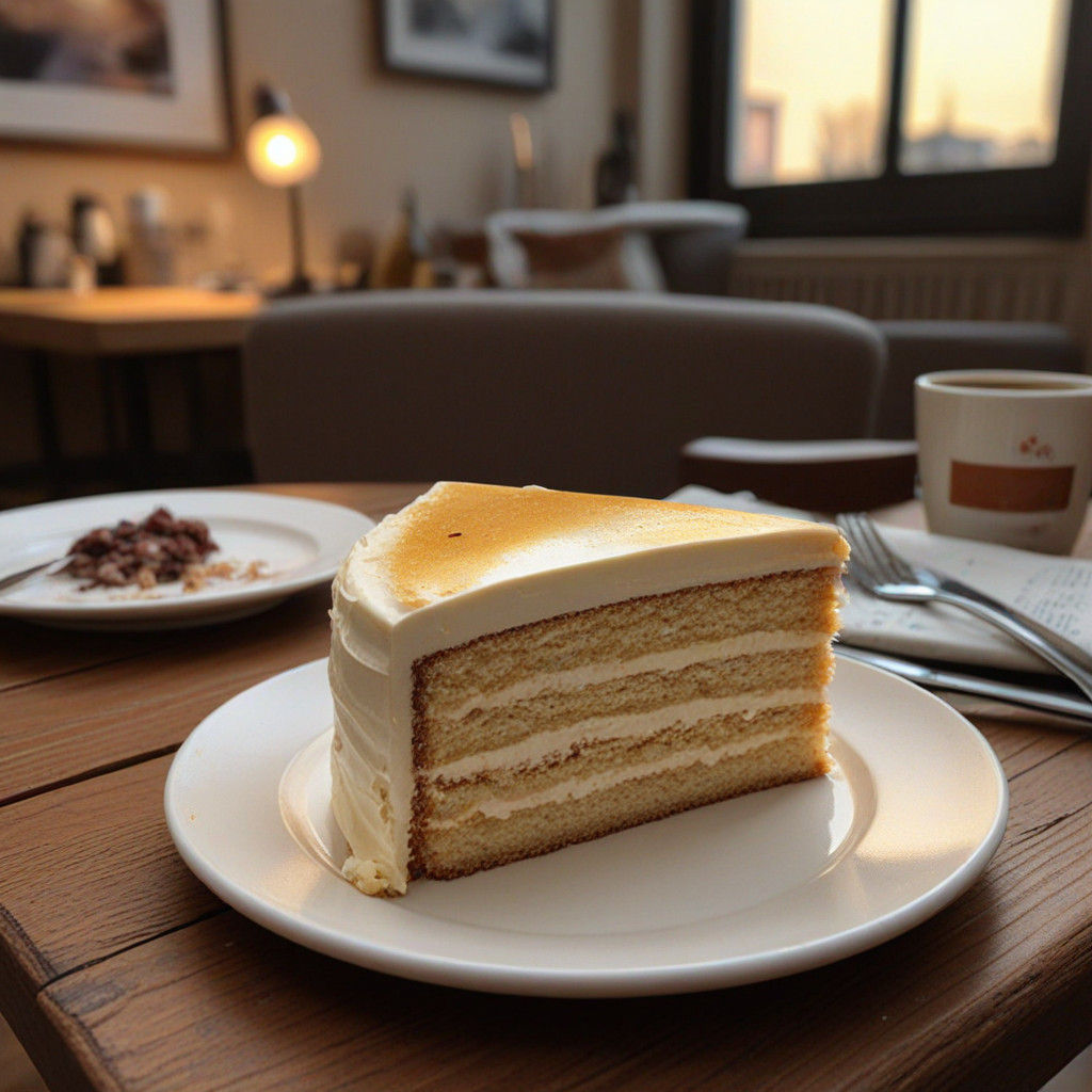 Cozy Cream Cake in Warm Golden Light