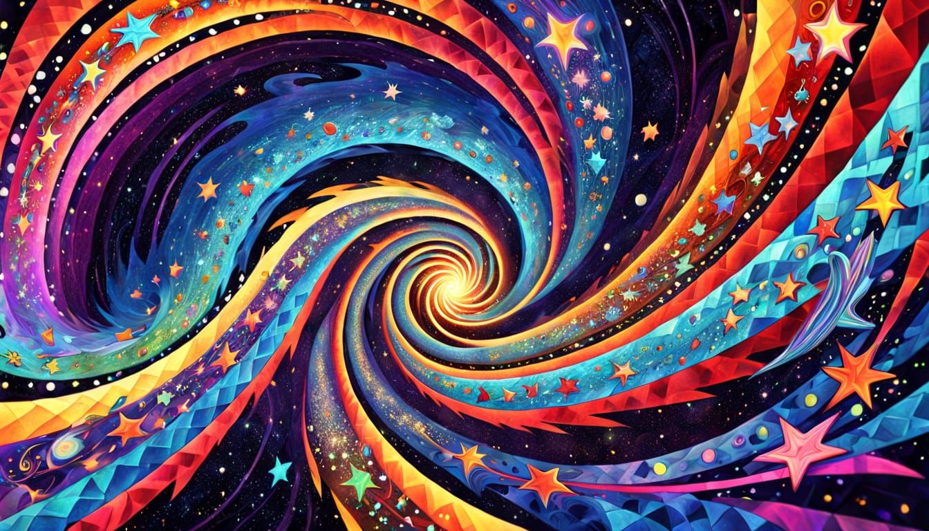 Psychedelic Stars in a Cosmic Vortex Tunnel