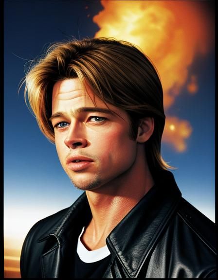 Young Brad Pitt as Thermal Image Portrait