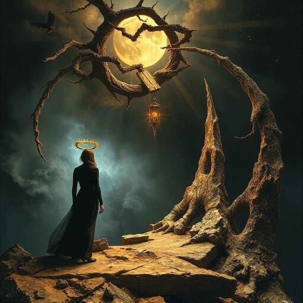 Surreal Abstract Mythic Coal and Brass