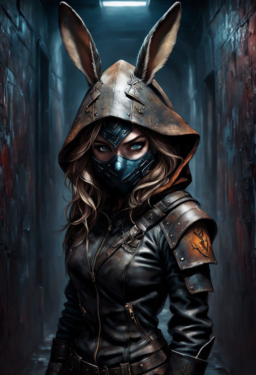 Rabbit Shifter in Rogue Leathers: Digital Anthro Illustratio...