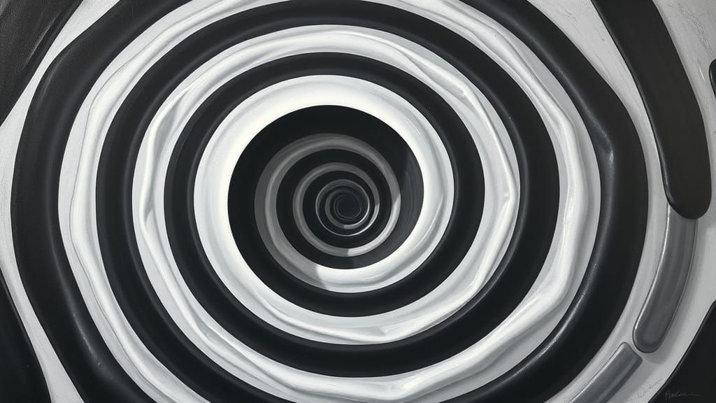 Surreal Concentric Circles in Dali-Inspired Melting Oil Pain...