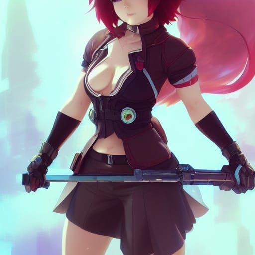 Anime Portrait of Nora Valkyrie in RWBY Style