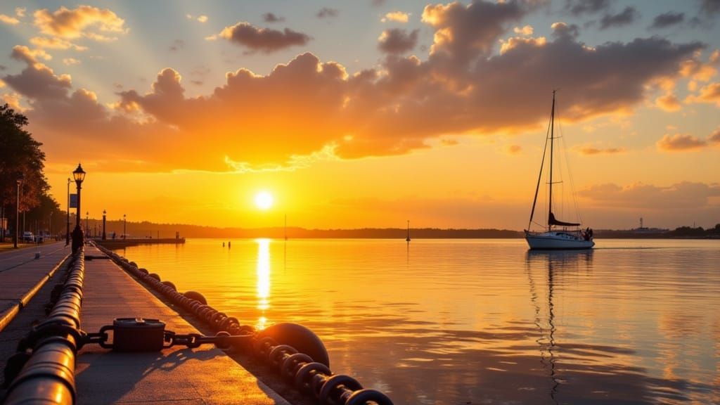 Peaceful Lakeside Scene in Soft Realism Style