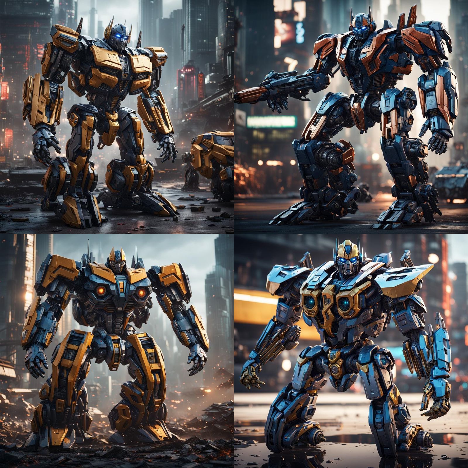 Detailed Transformers Mech in Futuristic Sci-Fi Style