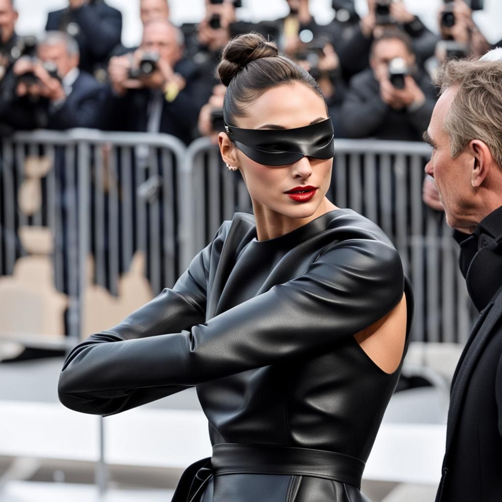 Gal Gadot in Leather Blindfold Portrait