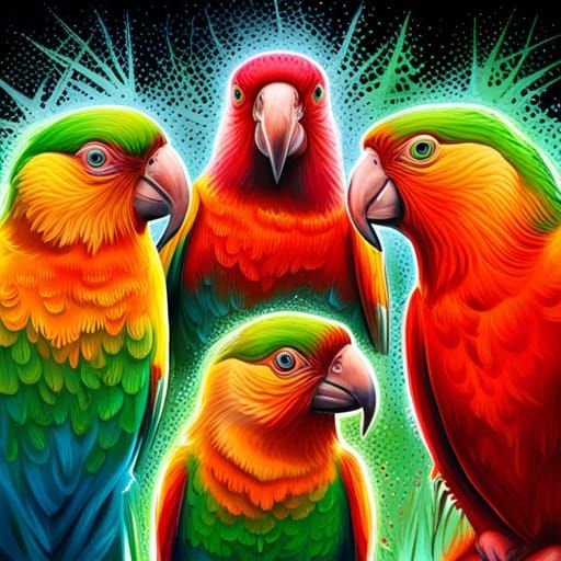 Australian King Parrots in Graffiti Splash Art