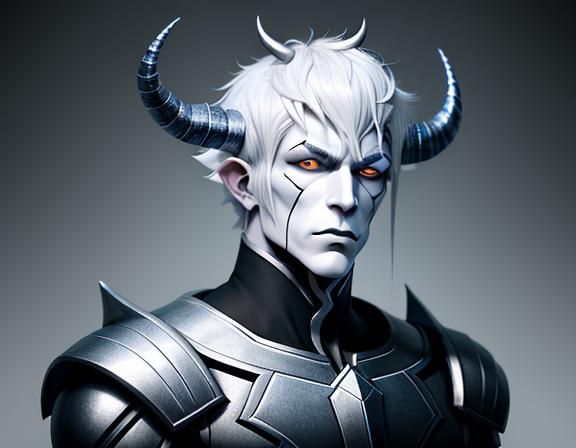 Icy Demon Portrait in 3D Anime Style