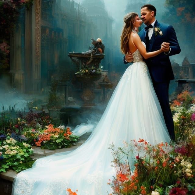 Elegant Bride in Hyperdetailed Wedding Dress