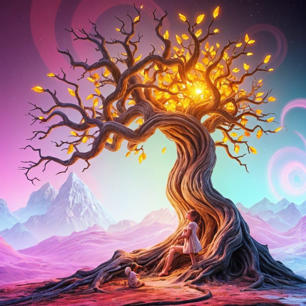 Golden Tree Blossoms with Innocence