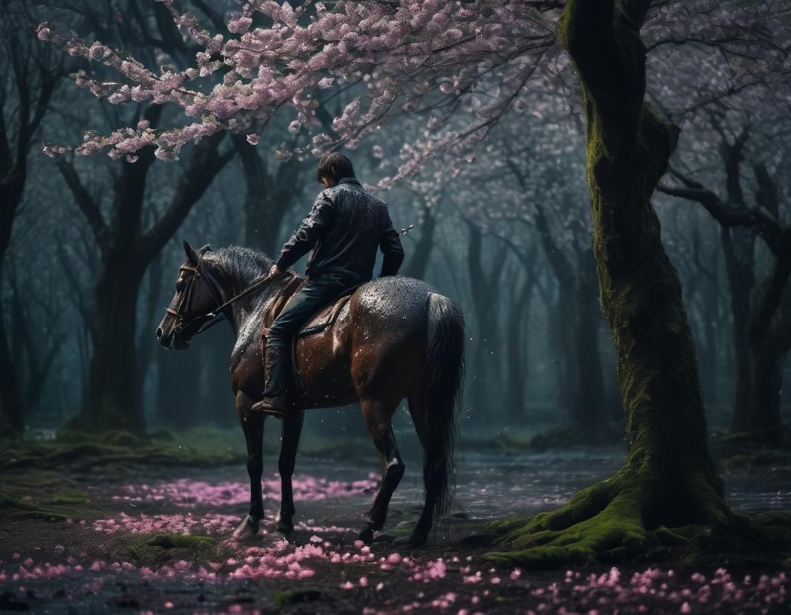 Melancholy Centaur Reaching for Cherry Blossom