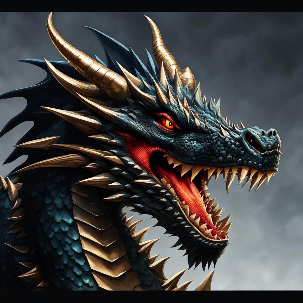 Fearsome Dragon with Sharp Teeth and Scales