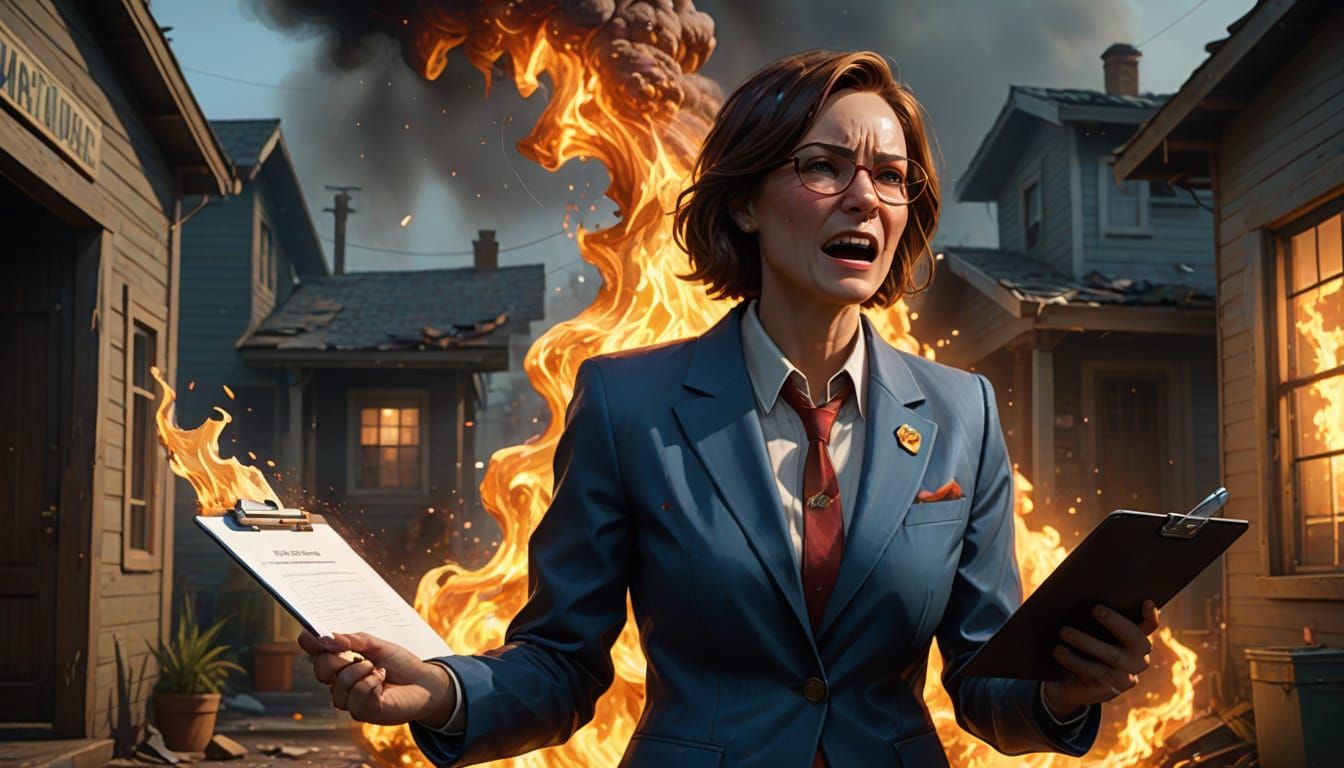 HOA President Confrontation: Hyperrealistic Concept Art